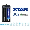 شاحن بطاريات ليثيوم أيون ثنائي الخلايا صغير الحجم مزود بمنفذ يو اس بي من XTAR SC2