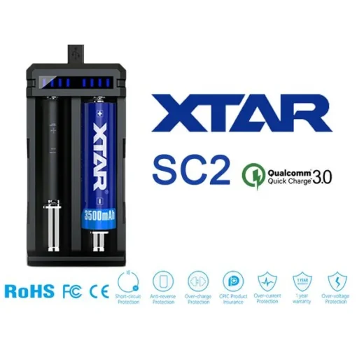 XTAR SC2 Compact USB input Lithium Ion 2-cell FAST battery charger 1 XTAR SC2 Compact USB input Lithium Ion 2-cell FAST battery charger