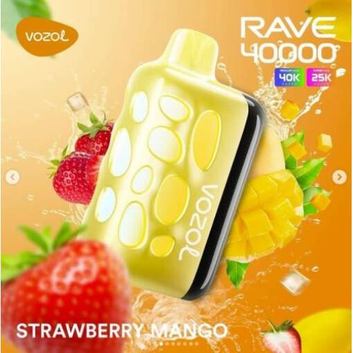 Vozol  Disposable Rave 40000 puff - Strawberry Mango - ( RECHARGEABLE )