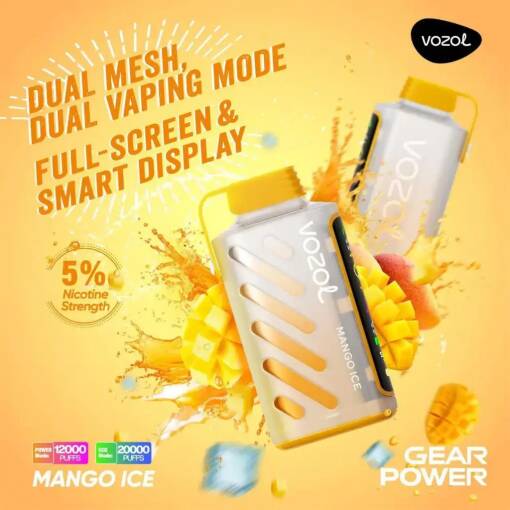 Vozol Gear Power 20000 puff - MANGO ICE - ( RECHARGEABLE )