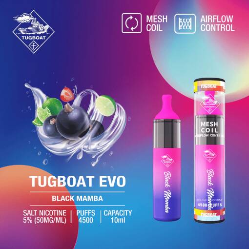 Tugboat Disposable - Black Mamba - 4500 Puffs