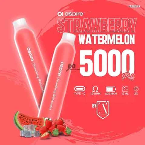aspire disposable vape ASPIRE DISPOSABLE - STRAWBERRY WATERMELON - 5000 puff - ( RECHARGEABLE )