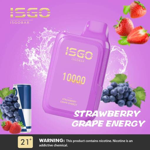 ISGO Disposable Pods 10000 puff - Strawberry Grape Energy - ( RECHARGEABLE )