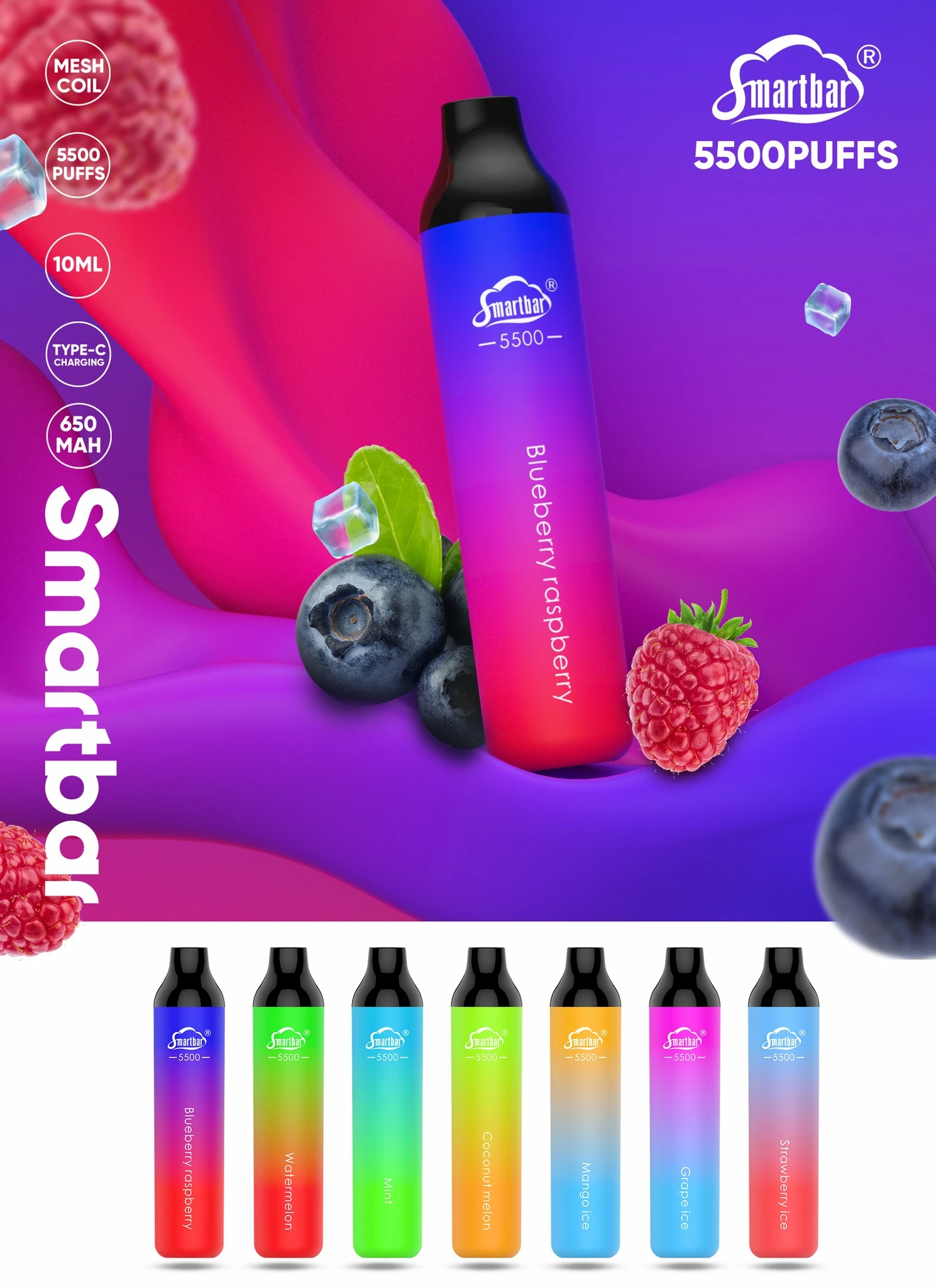 Smartbar Disposable Pods 5500 puff - Pink Lemonade - ( RECHARGEABLE ) 1 Smartbar Disposable Pods 5500 puff - Pink Lemonade - ( RECHARGEABLE )