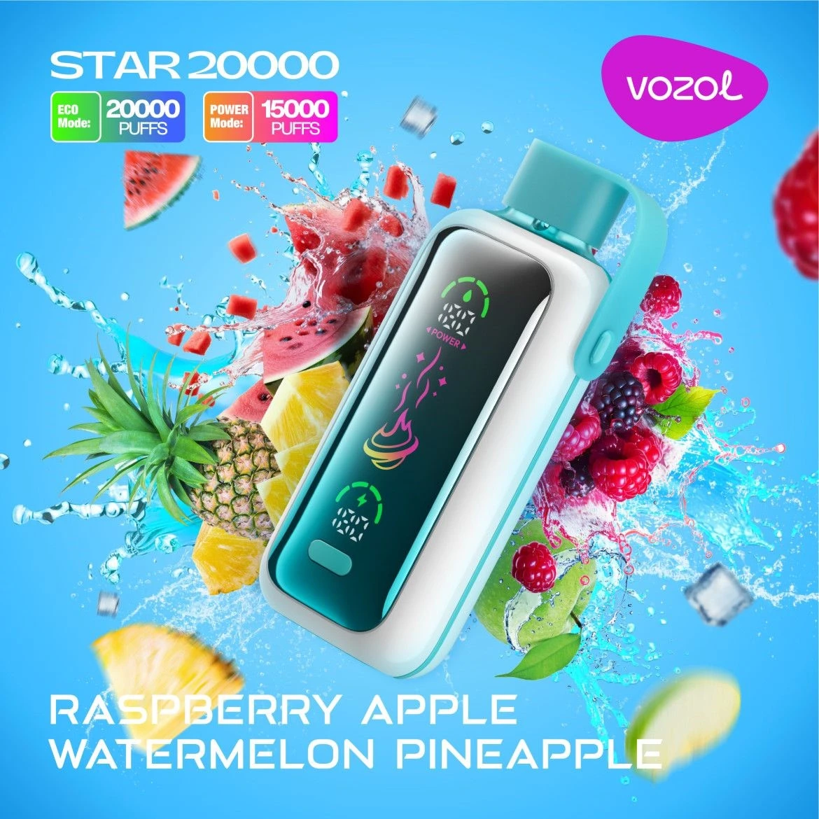 vozol star orange pineapple lychee Vozol Disposable Star 20000 puff - Raspberry Apple Watermelon Pineapple