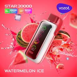 Vozol ستار 20000 سحبة للاستخدام مرة واحدة - آيس البطيخ - (قابلة لإعادة التوصيل)