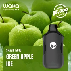 Waka Smash Disposable 15000 puff - Green apple Ice - ( RECHARGEABLE )