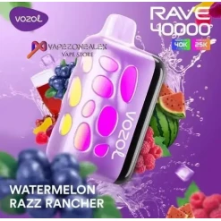 Vozol  Disposable Rave 40000 puff - Watermelon Razz Rancher - ( RECHARGEABLE )