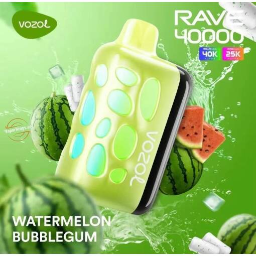 Vozol  Disposable Rave 40000 puff - Watermelon Bubblegum - ( RECHARGEABLE )