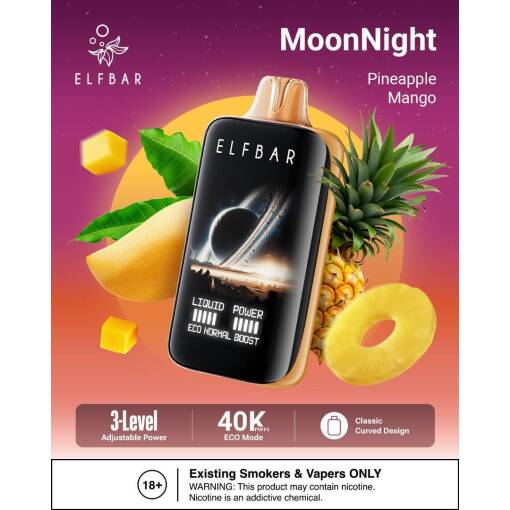 ELFBAR MOONNIGHT 40000 puff - Pineapple Mango - ( RECHARGEABLE ) 1 ELFBAR MOONNIGHT 40000 puff - Pineapple Mango - ( RECHARGEABLE )