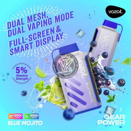 Vozol Gear Power 20000 puff - Blueberry mojito - ( RECHARGEABLE )