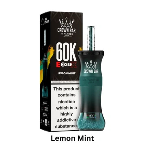 Al Fakher Crown Bar E Hose X Disposable - LEMON MINT - (60000 Puffs) ( RECHARGEABLE )