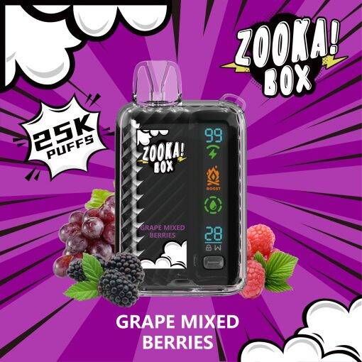 ZOOKA BOX Disposable - GRAPE MIXED BERRIES - (25000 Puffs) ( RECHARGEABLE ) 50MG 1 ZOOKA BOX Disposable - GRAPE MIXED BERRIES - (25000 Puffs) ( RECHARGEABLE ) 50MG