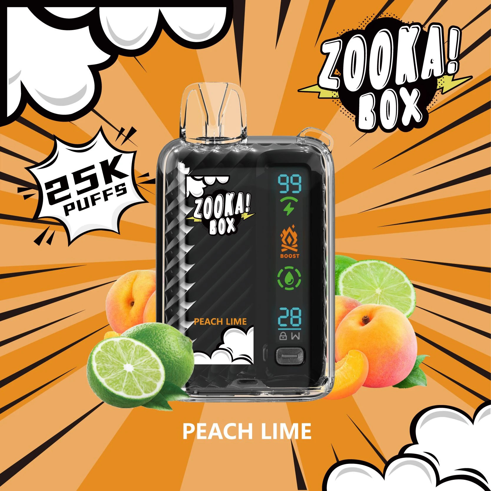 ZOOKA BOX Disposable - PEACH LIME - (25000 Puffs) ( RECHARGEABLE ) 50MG 1 ZOOKA BOX Disposable - PEACH LIME - (25000 Puffs) ( RECHARGEABLE ) 50MG