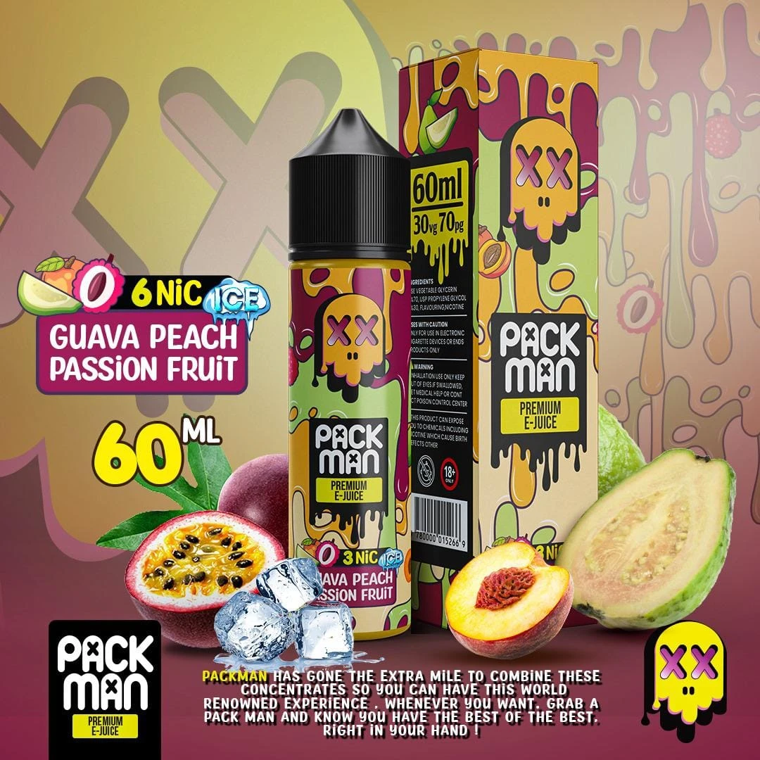 Packman - Guava Peach Passion Fruit - DL - 60 ML 1 Packman - Guava Peach Passion Fruit - DL - 60 ML