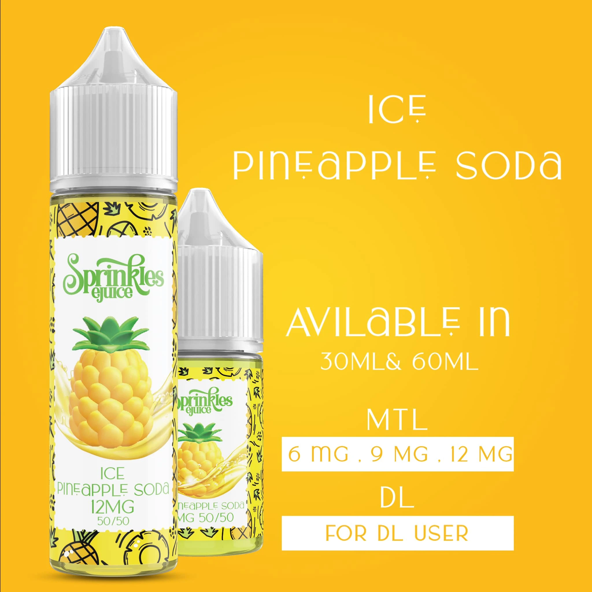 رشات - آيس Pineapple صودا - DL - 60 مل 1 سبرينكلز - آيس Pineapple صودا - DL - 60 مل