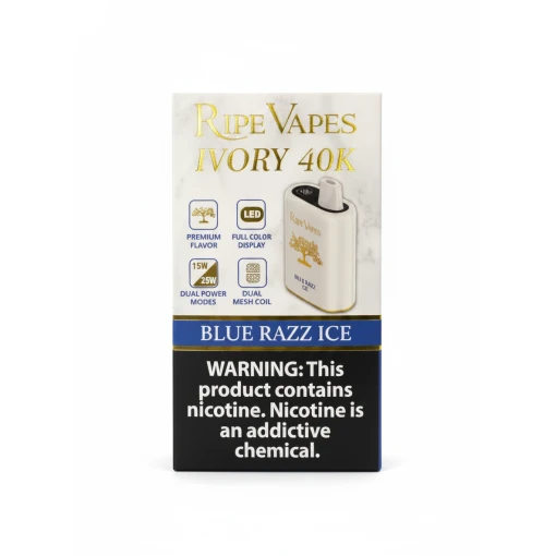 RIPE VAPES عاجي المتاح 40000 سحبة - بلورز آيس - ( قابلة للشحن ) 1 رايب فيبس ايفوري 40000 سحبة - بلورز ايس - ( قابلة للشحن )