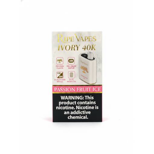 RIPE VAPES IVORY Disposable 40000 puff - PASSIONFRUIT ICE - ( RECHARGEABLE )
