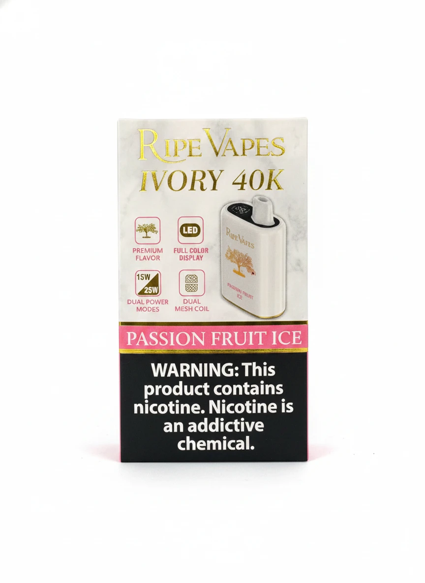 RIPE VAPES عاجي المتاح 40000 سحبة - آيس الباشن فروت - ( قابلة للشحن ) 1 رايب فيبس ايفوري 40000 سحبة - فاكهة الباشن فروت - ( قابلة للشحن )