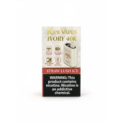 RIPE VAPES IVORY Disposable 40000 puff - STRAW LUSH ICE - ( RECHARGEABLE )