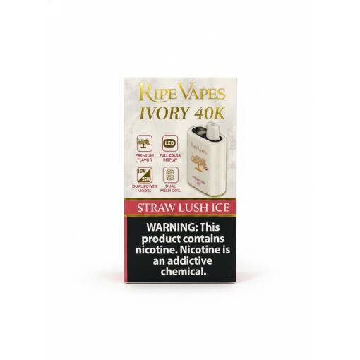 RIPE VAPES IVORY Disposable 40000 puff - STRAW LUSH ICE - ( RECHARGEABLE )