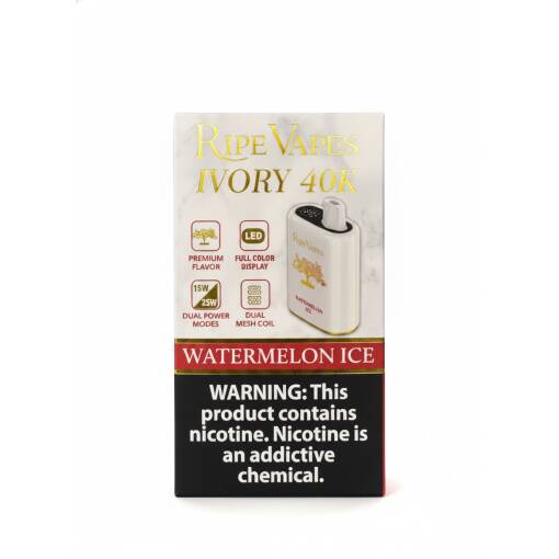 RIPE VAPES IVORY Disposable 40000 puff - WATERMELON ICE - ( RECHARGEABLE )