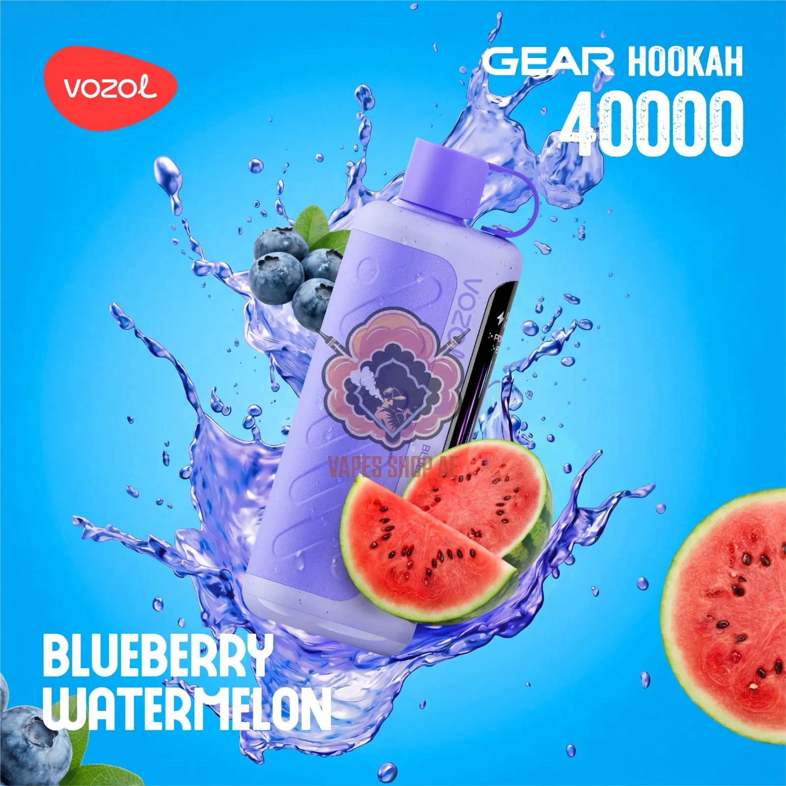 VOZOL Gear Hookah 40000 Puffs Disposable - BLUEBERRY WATERMELON - (RECHARGEABLE ) 1 VOZOL Gear Hookah 40000 Puffs Disposable - BLUEBERRY WATERMELON - (RECHARGEABLE )