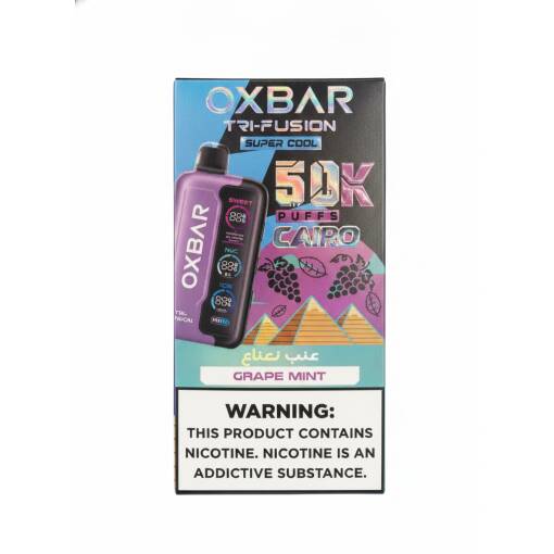 OXBAR TRI-FUSION SUPER COOL Disposable 50000 puff - GRAPE MINT - ( RECHARGEABLE ) 1 OXBAR TRI-FUSION SUPER COOL Disposable 50000 puff - GRAPE MINT - ( RECHARGEABLE )