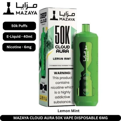 MAZAYA SHISHA - LEMON MINT - 50000 Puffs Disposable ( RECHARGEABLE ) 1 MAZAYA SHISHA - LEMON MINT - 50000 Puffs Disposable ( RECHARGEABLE )