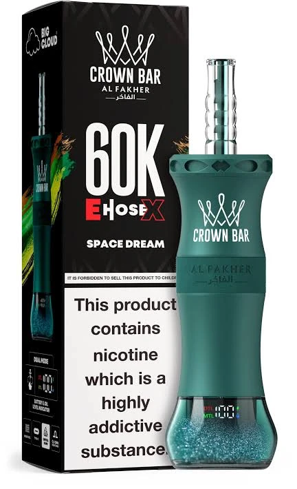 Al Fakher Crown Bar E Hose X Disposable - SPACE DREAM - (60000 Puffs) ( RECHARGEABLE ) 1 Al Fakher Crown Bar E Hose X Disposable - SPACE DREAM - (60000 Puffs) ( RECHARGEABLE )