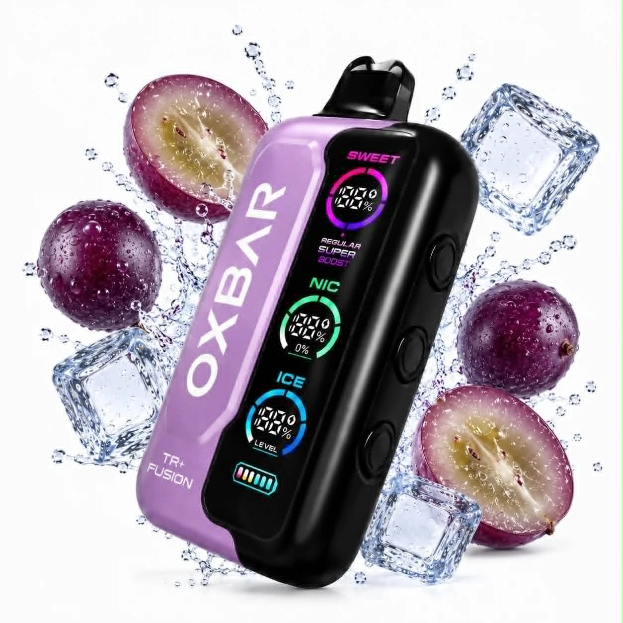 OXBAR TRI-FUSION SUPER COOL Disposable 50000 puff - GRAPE ICE - ( RECHARGEABLE ) 1 OXBAR TRI-FUSION SUPER COOL Disposable 50000 puff - GRAPE ICE - ( RECHARGEABLE )
