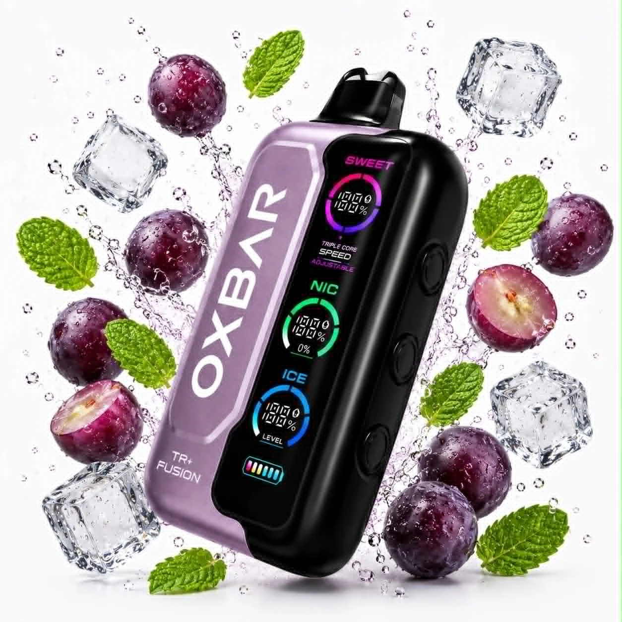 OXBAR TRI-FUSION SUPER COOL Disposable 50000 puff - GRAPE MINT - ( RECHARGEABLE ) 1 OXBAR TRI-FUSION SUPER COOL Disposable 50000 puff - GRAPE MINT - ( RECHARGEABLE )