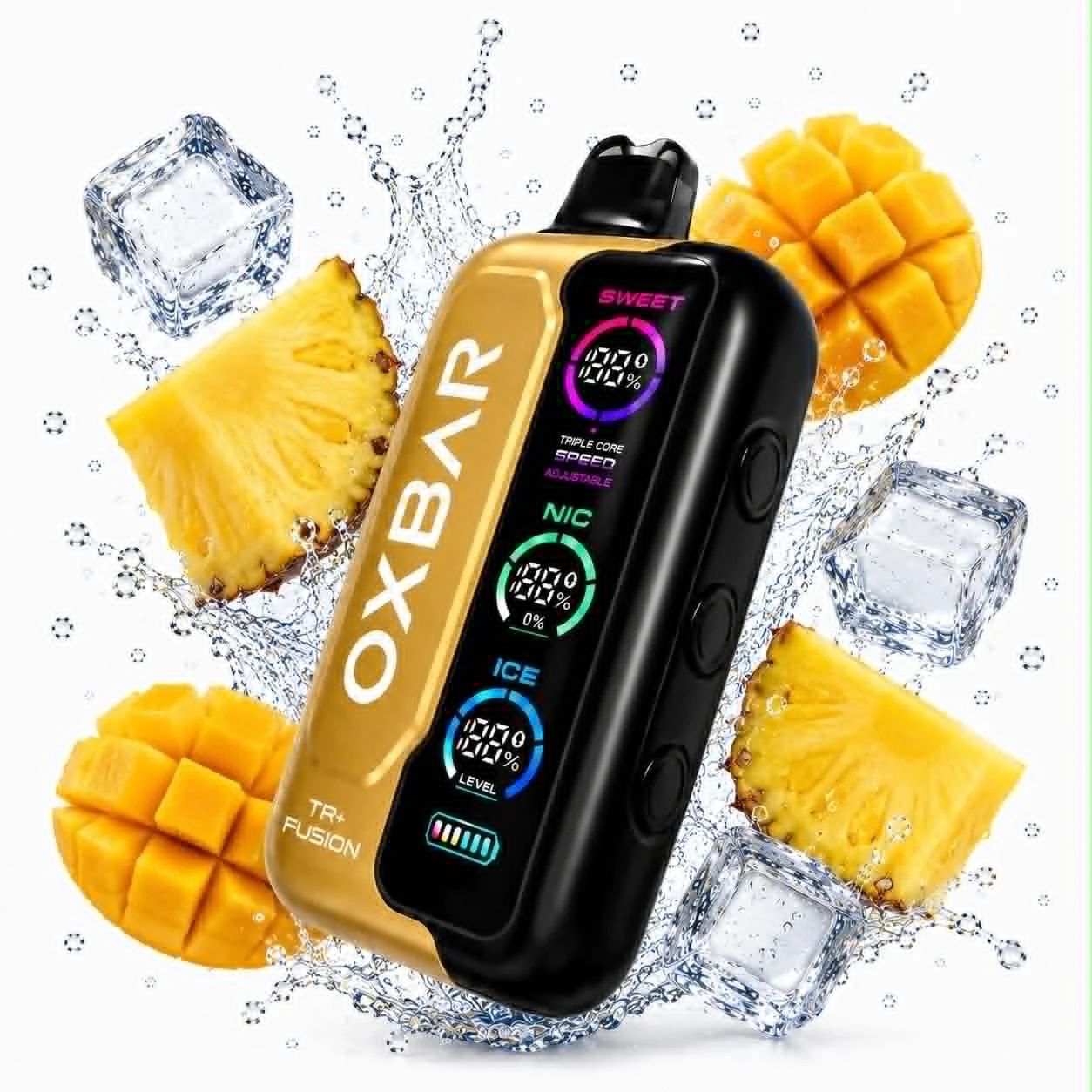 OXBAR TRI-FUSION SUPER COOL يمكن التخلص منها 50000 سحبة - PINEAPPLE MANGO ( قابلة للشحن ) 1 OXBAR TRI-FUSION SUPER COOL المتاح 50000 سحبة - PINEAPPLE MANGO (قابلة للشحن)
