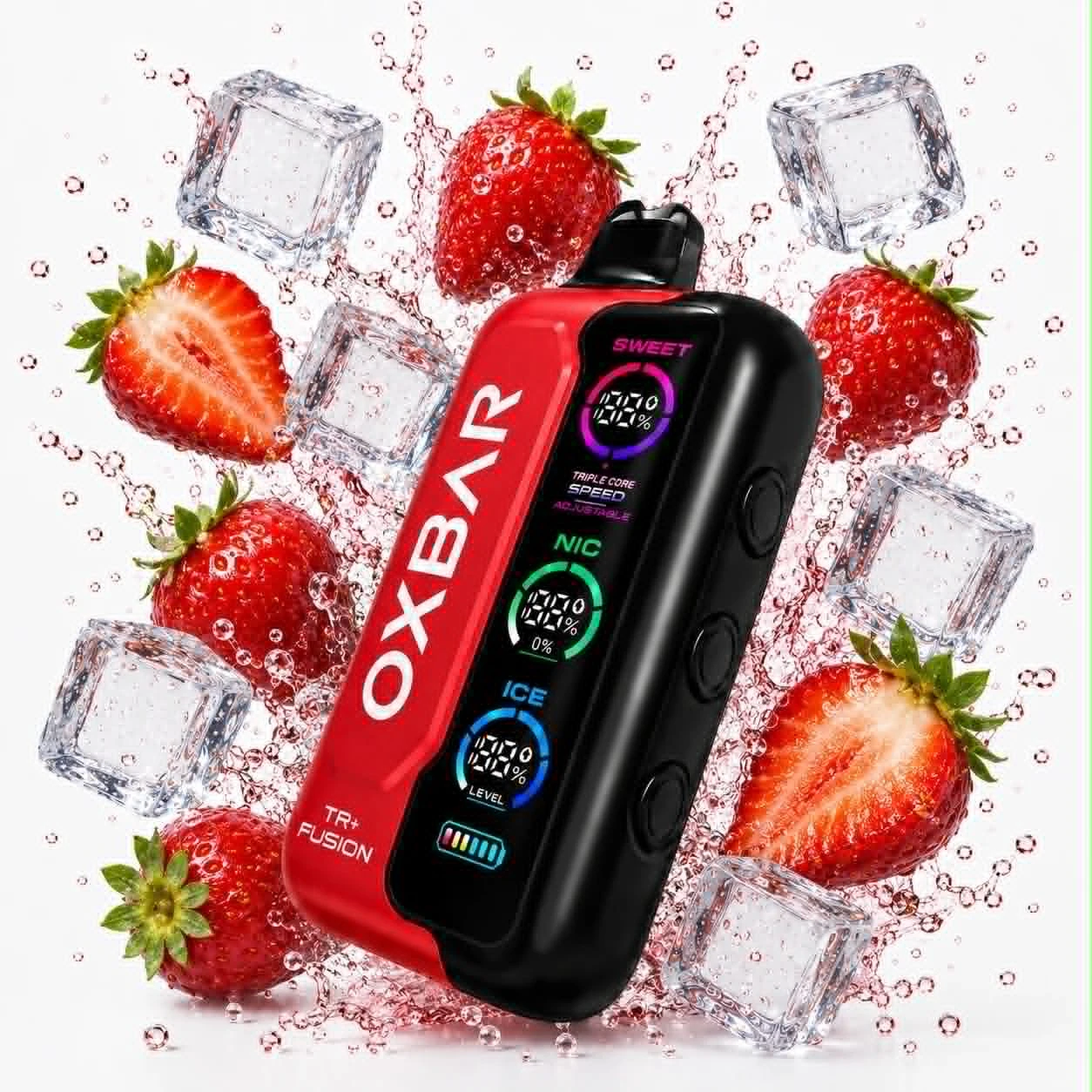 OXBAR TRI-FUSION SUPER COOL المتاح 50000 سحبة - فراولة ICE - ( قابلة للشحن ) 1 OXBAR TRI-FUSION SUPER COOL استخدام مرة واحدة 50000 سحبة - آيس الفراولة - ( قابلة للشحن )