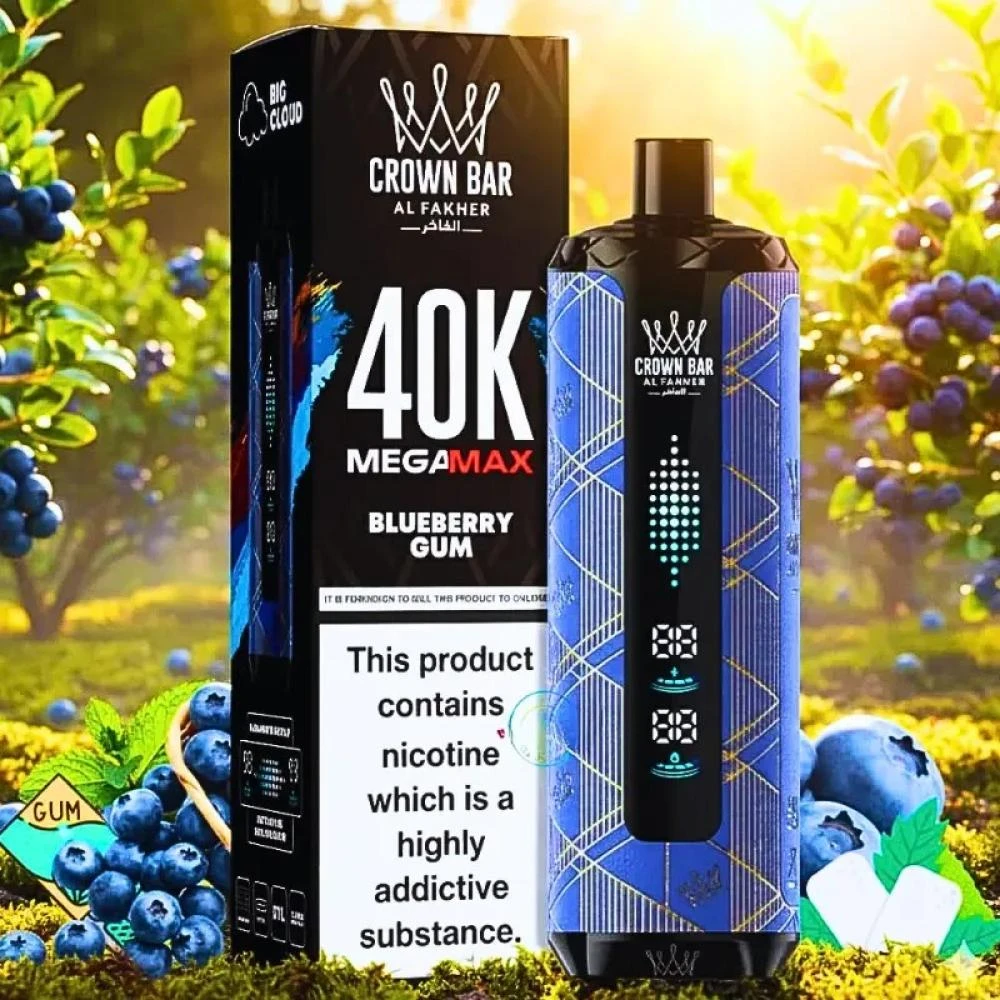 Al Fakher Crown Bar MEGAMAX Disposable - BLUEBERRY GUM - (40000 Puffs) ( RECHARGEABLE ) 1 Al Fakher Crown Bar MEGAMAX Disposable - BLUEBERRY GUM - (40000 Puffs) ( RECHARGEABLE )