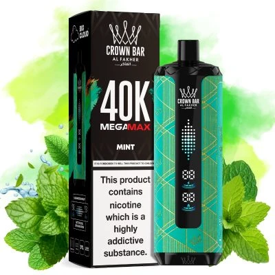 Al Fakher Crown Bar MEGAMAX Disposable - MINT - (40000 Puffs) ( RECHARGEABLE ) 1 Al Fakher Crown Bar MEGAMAX Disposable - MINT - (40000 Puffs) ( RECHARGEABLE )