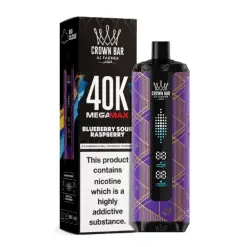 Al Fakher Crown Bar MEGAMAX Disposable - BLUEBERRY SOUR RASPBERRY - (40000 Puffs) ( RECHARGEABLE )