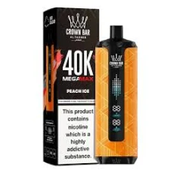 Al Fakher Crown Bar MEGAMAX Disposable - PEACH ICE - (40000 Puffs) ( RECHARGEABLE )