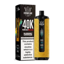 Al Fakher Crown Bar MEGAMAX Disposable - BLUEBERRY LEMONADE - (40000 Puffs) ( RECHARGEABLE )
