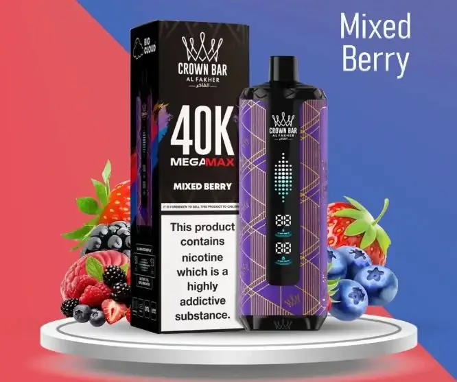 Al Fakher Crown Bar MEGAMAX Disposable - MIXED BERRY - (40000 Puffs) ( RECHARGEABLE ) 1 Al Fakher Crown Bar MEGAMAX Disposable - MIXED BERRY - (40000 Puffs) ( RECHARGEABLE )