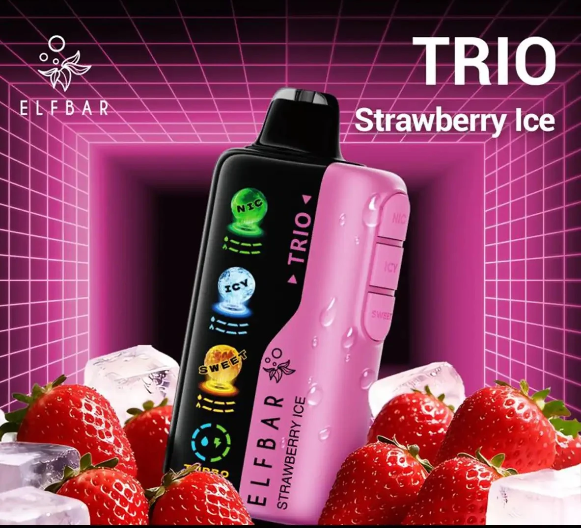 ELFBAR TRIO 40000 PUFFS - STRAWBERRY ICE - ( RECHARGEABLE ) 1 ELFBAR TRIO 40000 PUFFS - STRAWBERRY ICE - ( RECHARGEABLE )