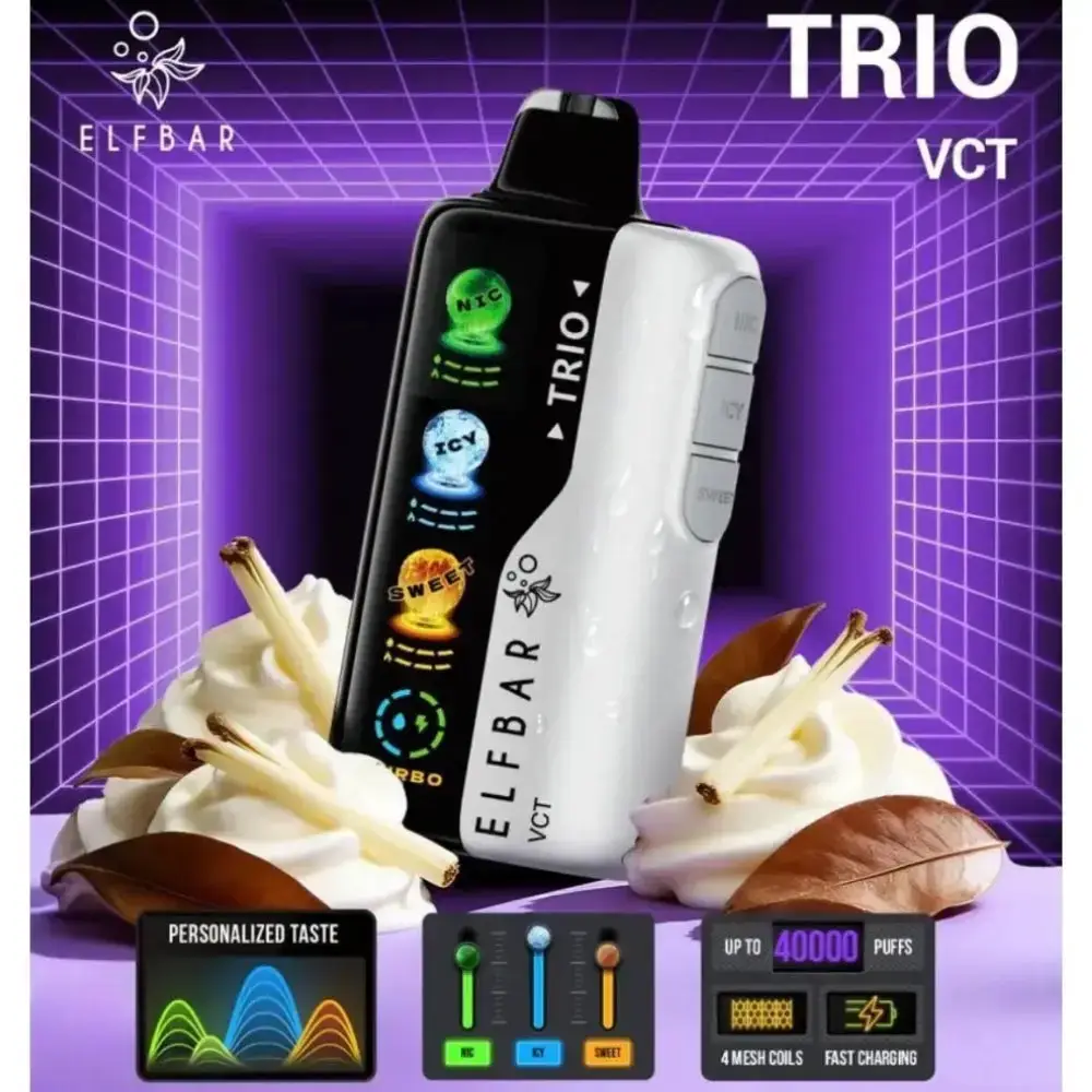 ELFBAR TRIO 40000 PUFFS - VCT - ( RECHARGEABLE ) 1 ELFBAR TRIO 40000 PUFFS - VCT - ( RECHARGEABLE )