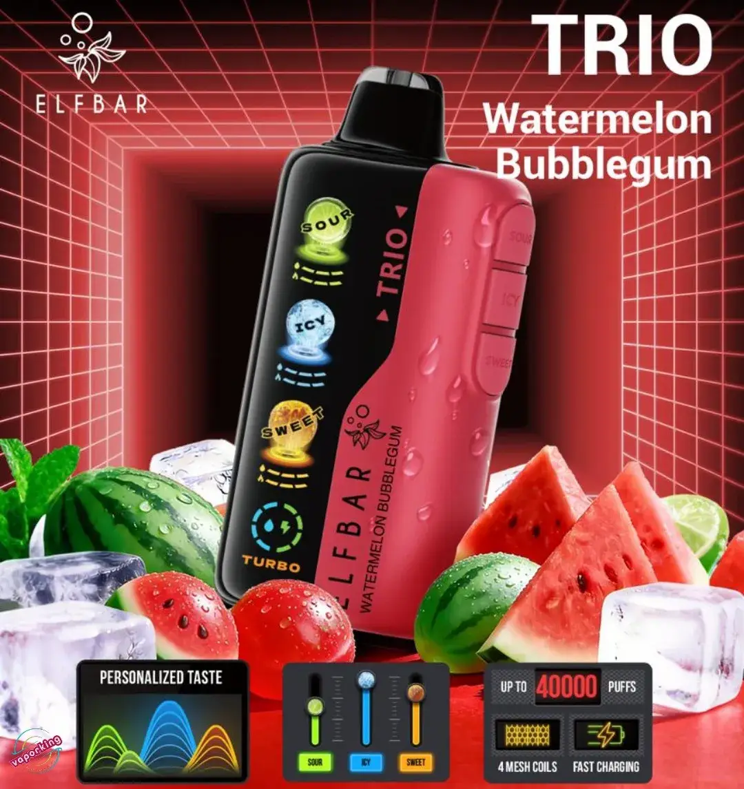 ELFBAR TRIO 40000 PUFFS - WATERMELON BUBBLEGUM - ( RECHARGEABLE ) 1 ELFBAR TRIO 40000 PUFFS - WATERMELON BUBBLEGUM - ( RECHARGEABLE )