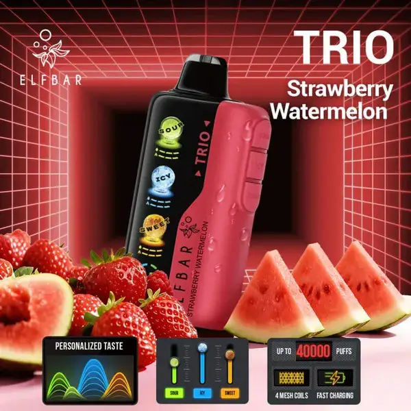 ELFBAR TRIO 40000 PUFFS - STRAWBERRY WATERMELON - ( RECHARGEABLE ) 1 ELFBAR TRIO 40000 PUFFS - STRAWBERRY WATERMELON - ( RECHARGEABLE )