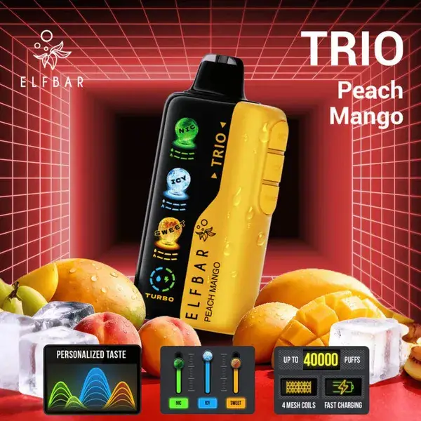 ELFBAR TRIO 40000 PUFFS - PEACH MANGO - ( RECHARGEABLE ) 1 ELFBAR TRIO 40000 PUFFS - PEACH MANGO - ( RECHARGEABLE )