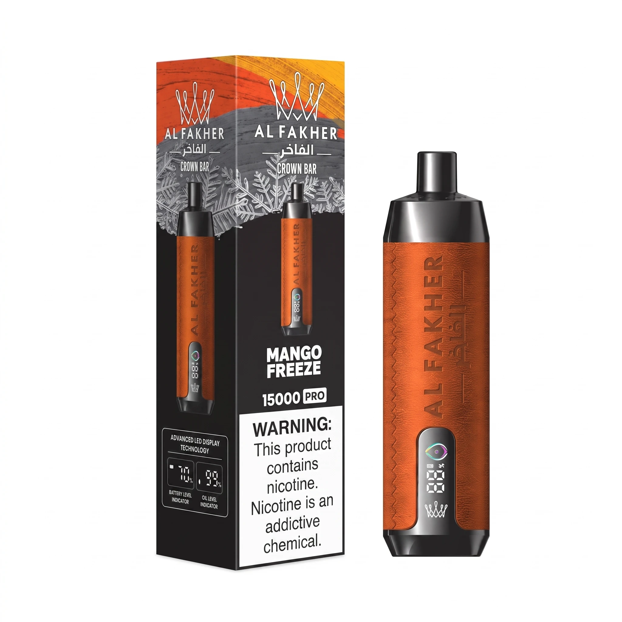 ALFAKHER CROWN BAR PRO Disposable 15000 puff - DTL - MANGO FREEZE - ( RECHAGEABLE ) 1 ALFAKHER CROWN BAR PRO Disposable 15000 puff - DTL - MANGO FREEZE - ( RECHAGEABLE )