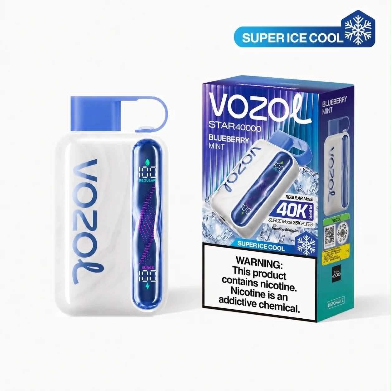 Vozol Disposable Star 40000 puff SUPER COOL - BLUEBERRY MINT - ( RECHARGEABLE ) 1 Vozol Disposable Star 40000 puff SUPER COOL - BLUEBERRY MINT - ( RECHARGEABLE )