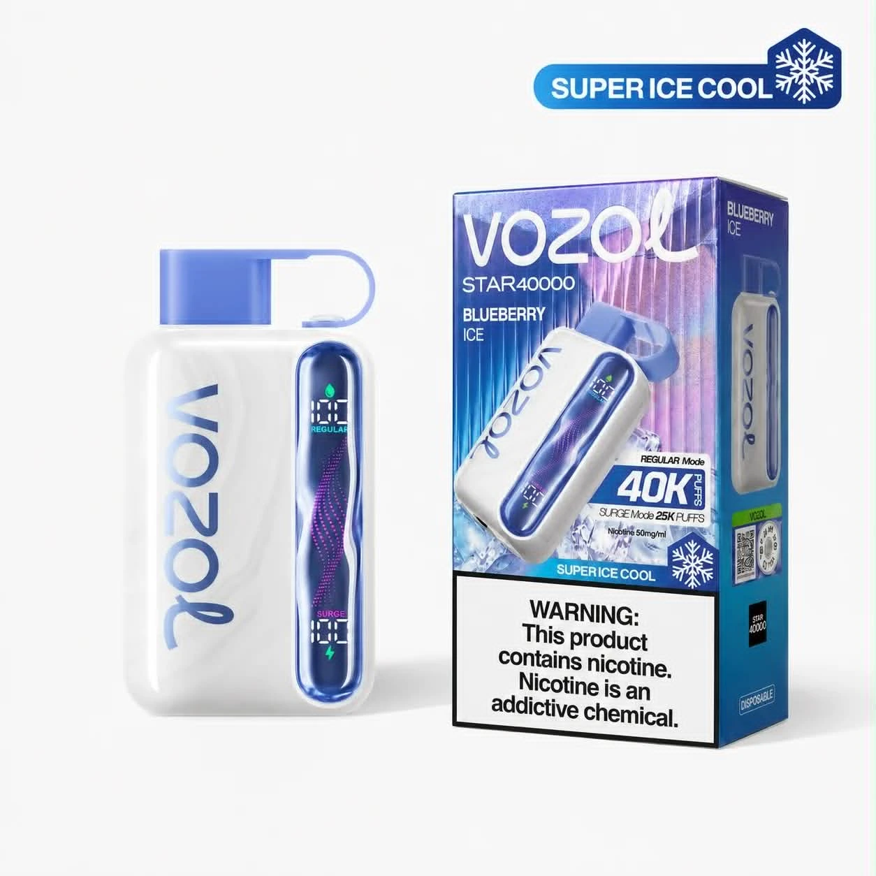 Vozol Disposable Star 40000 puff SUPER COOL - BLUEBERRY ICE - ( RECHARGEABLE ) 1 Vozol Disposable Star 40000 puff SUPER COOL - BLUEBERRY ICE - ( RECHARGEABLE )