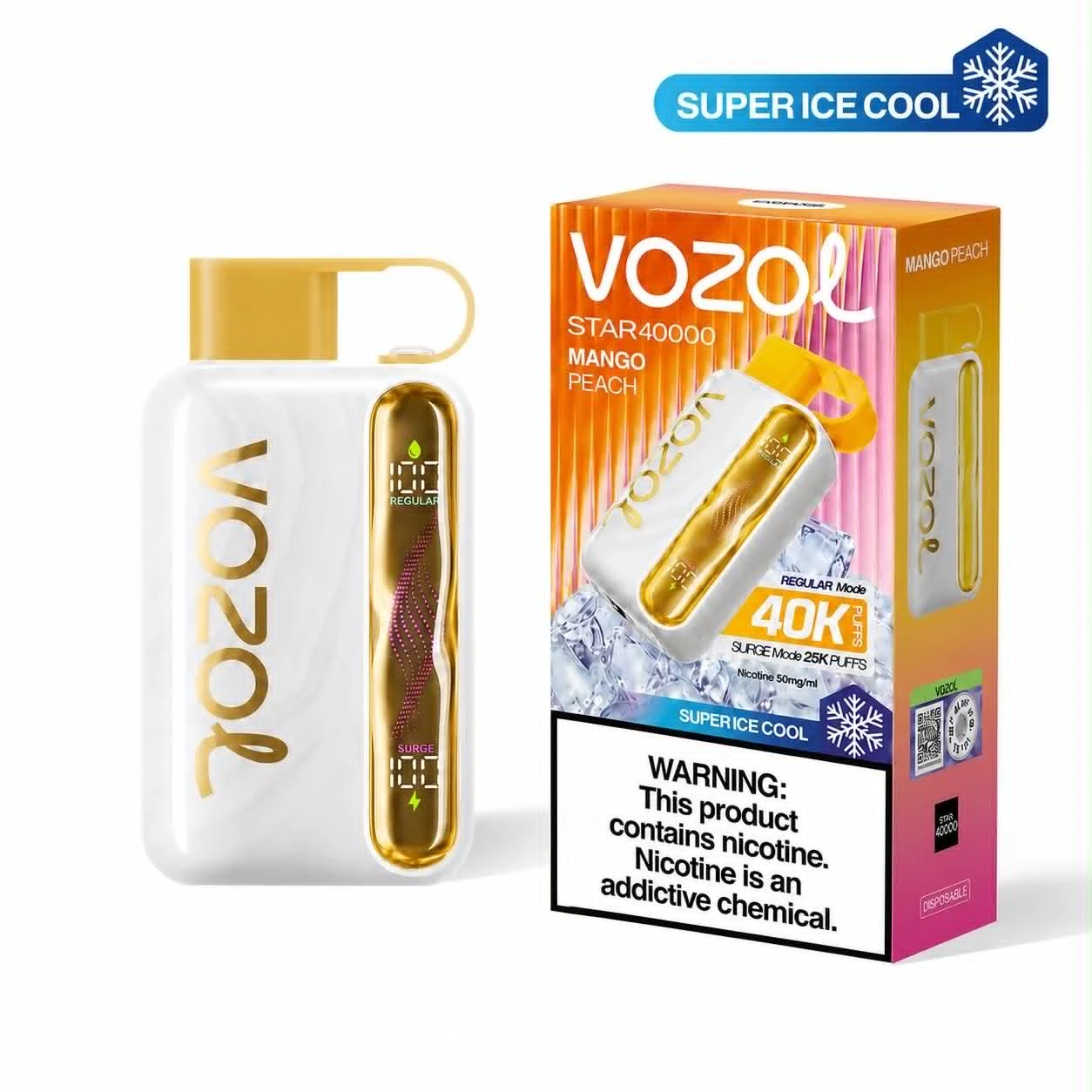 Vozol Disposable Star 40000 puff SUPER COOL - MANGO PEACH - ( RECHARGEABLE ) 1 Vozol Disposable Star 40000 puff SUPER COOL - MANGO PEACH - ( RECHARGEABLE )