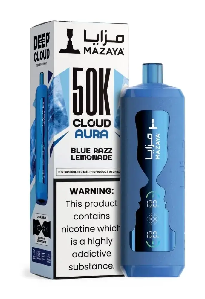 MAZAYA SHISHA - BLUE RAZZ LEMONADE - 50000 Puffs Disposable ( RECHARGEABLE ) 1 MAZAYA SHISHA - BLUE RAZZ LEMONADE - 50000 Puffs Disposable ( RECHARGEABLE )